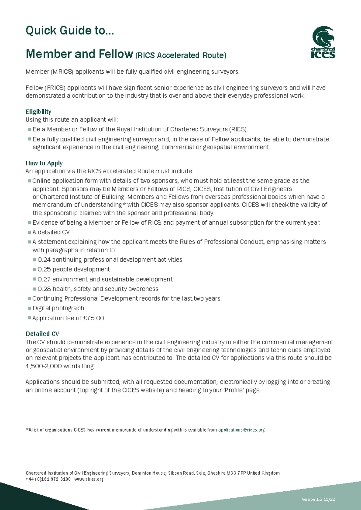 Quick Guide: RICS Accelerated Route for MRICS & FRICS Applicants - Studocu
