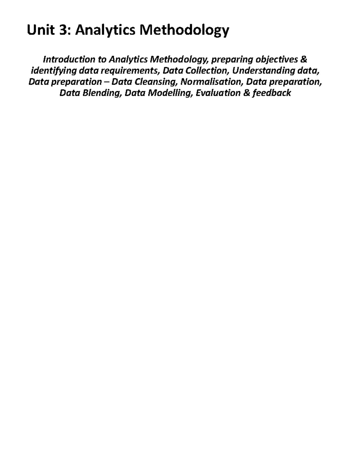 BA 3 - Business Analytics Pre-Mid Sem Comprehensive Notes - Studocu