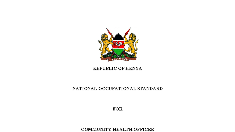 Community Health Officer Occupational Standards - KNQF Level 6 Guide ...