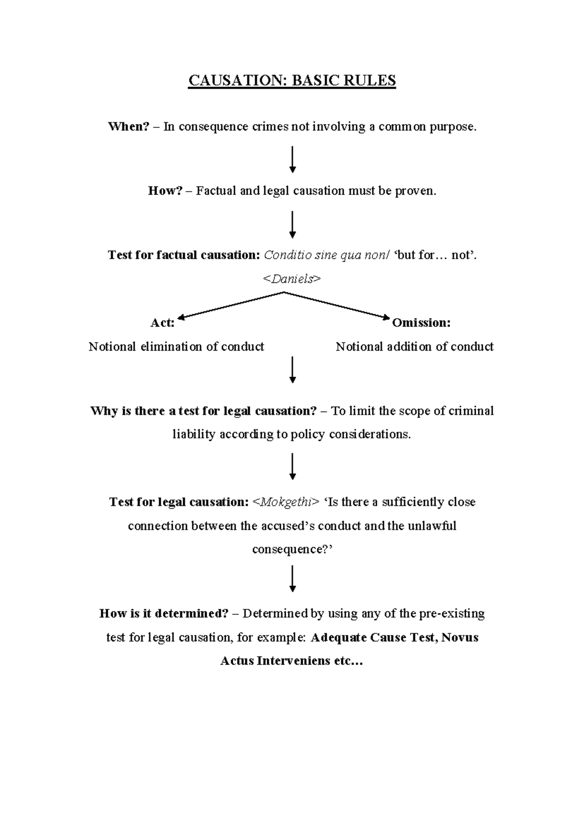 Causation in Criminal Law: Basic Rules & Legal Tests (CAUSATION) - Studocu