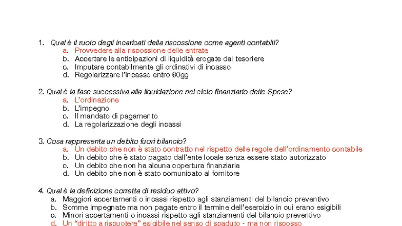 Domande d'Esame di Ragioneria delle Aziende Pubbliche - Corso RAG101 -  Studocu