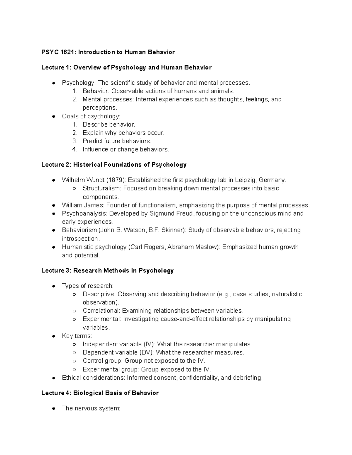 PSYC 1621 Introduction to Human Behavior - PSYC 1621: Introduction to ...