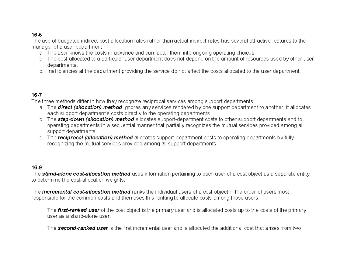 CMA (II) Tutorial Questions: Cost & Management Accounting - Studocu