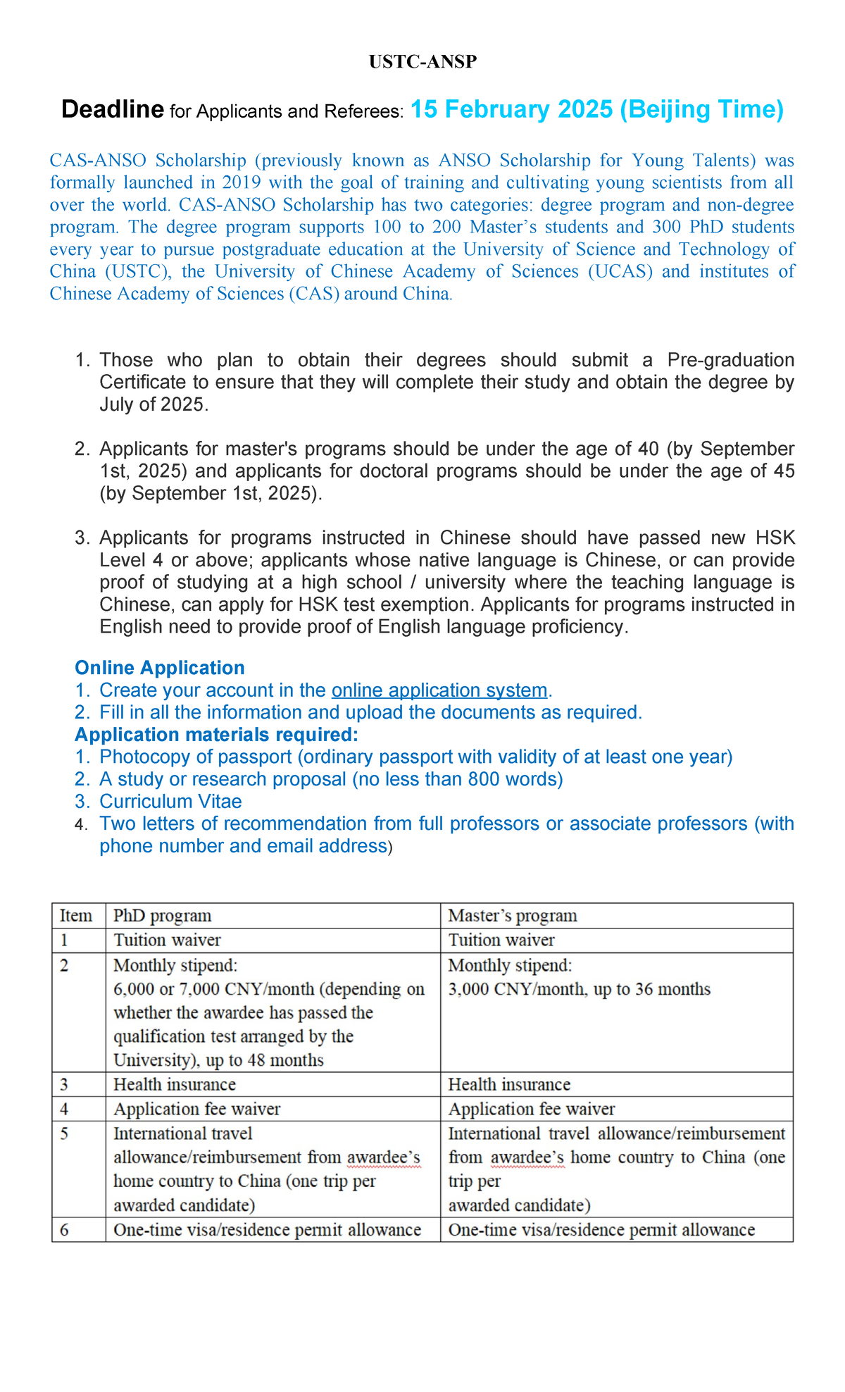 ANSO - Comprehensive Guide to the CAS-ANSO Scholarship Program - Studocu
