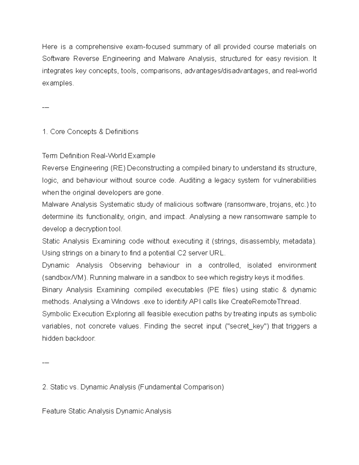 Software Reverse Engineering & Malware Analysis Summary (CS101) - Studocu