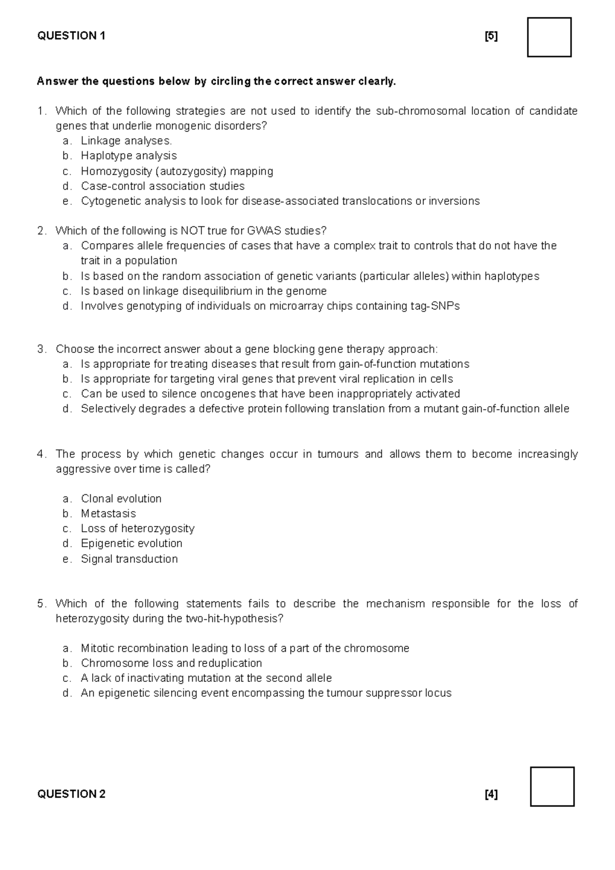SECOND SEMESTER TEST DEMO: Genetics & Gene Therapy Questions - Studocu