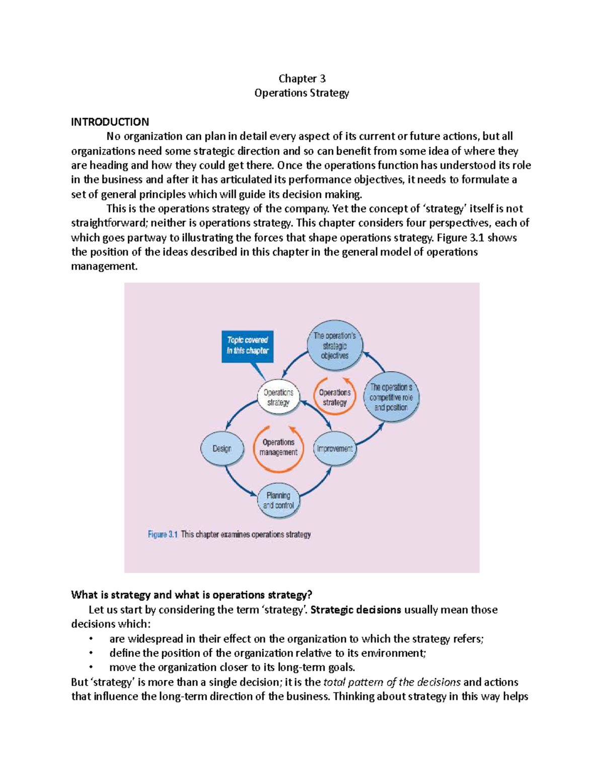Chapter 3 Operations Strategy: Understanding Strategic Decisions - Studocu