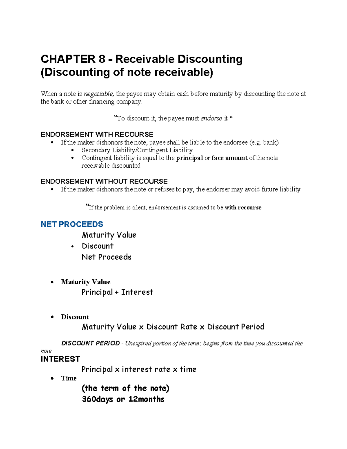 CHAPTER 8: Discounting of Note Receivables Explained - Studocu