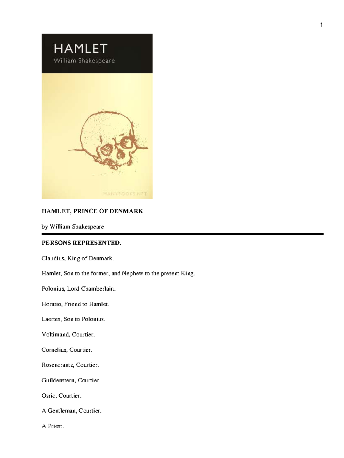 Hamlet (ENG 101) - A Study of Characters and Themes in Act I - Studocu