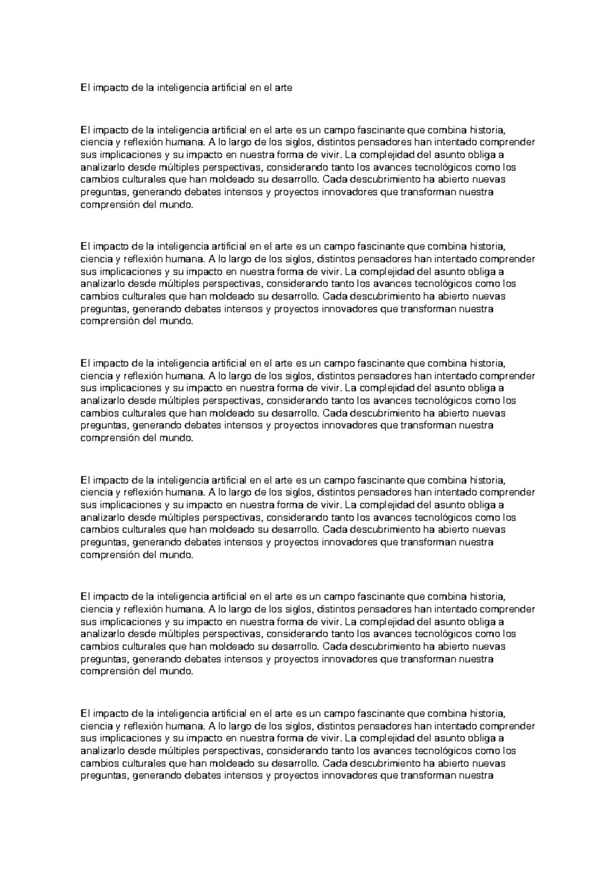 El impacto de la IA en el arte: Reflexiones y análisis - Studocu
