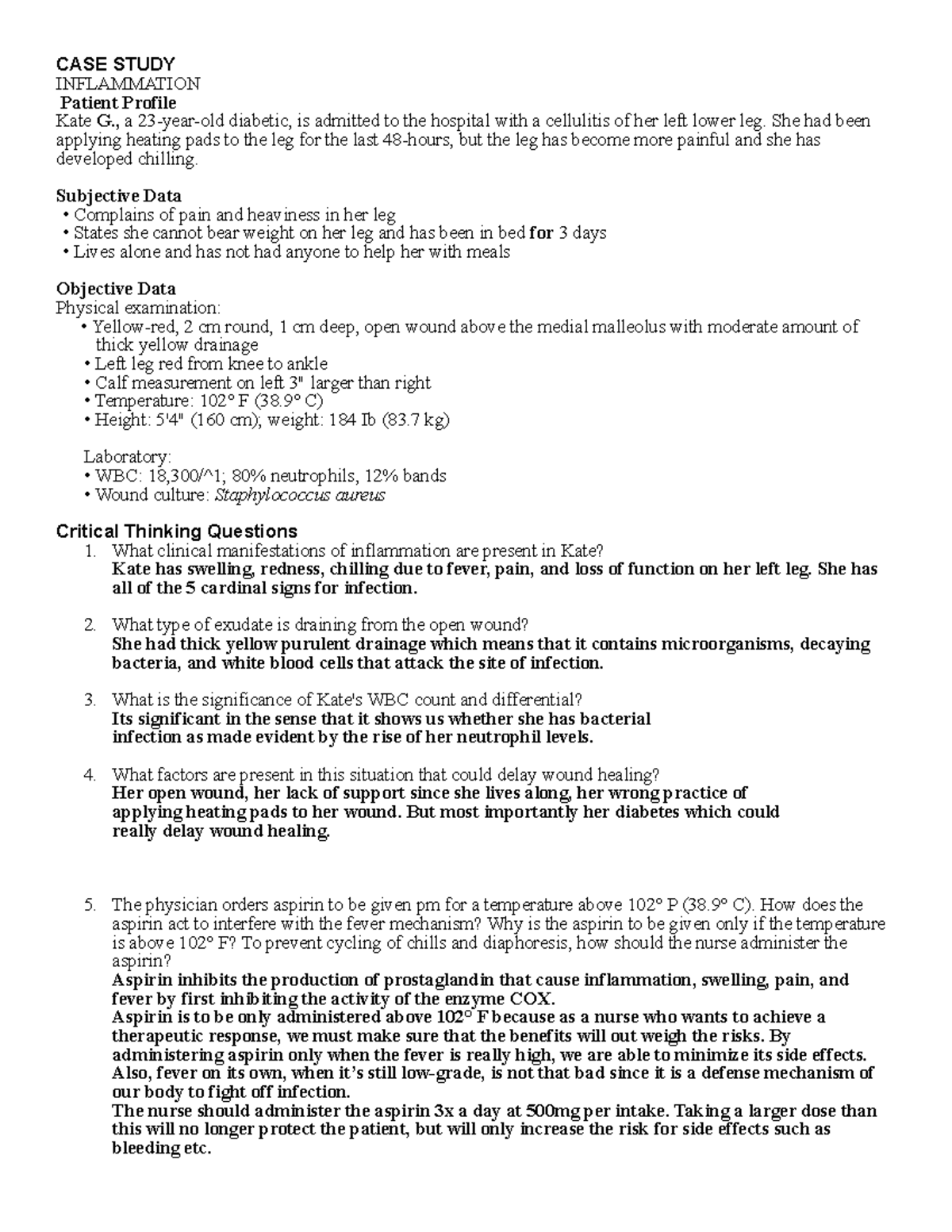 Case Study on Inflammation and Infection Control in Diabetic Patient ...