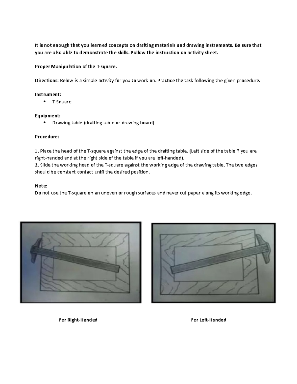 Proper Manipulation of the T-Square: A Comprehensive Guide - Studocu