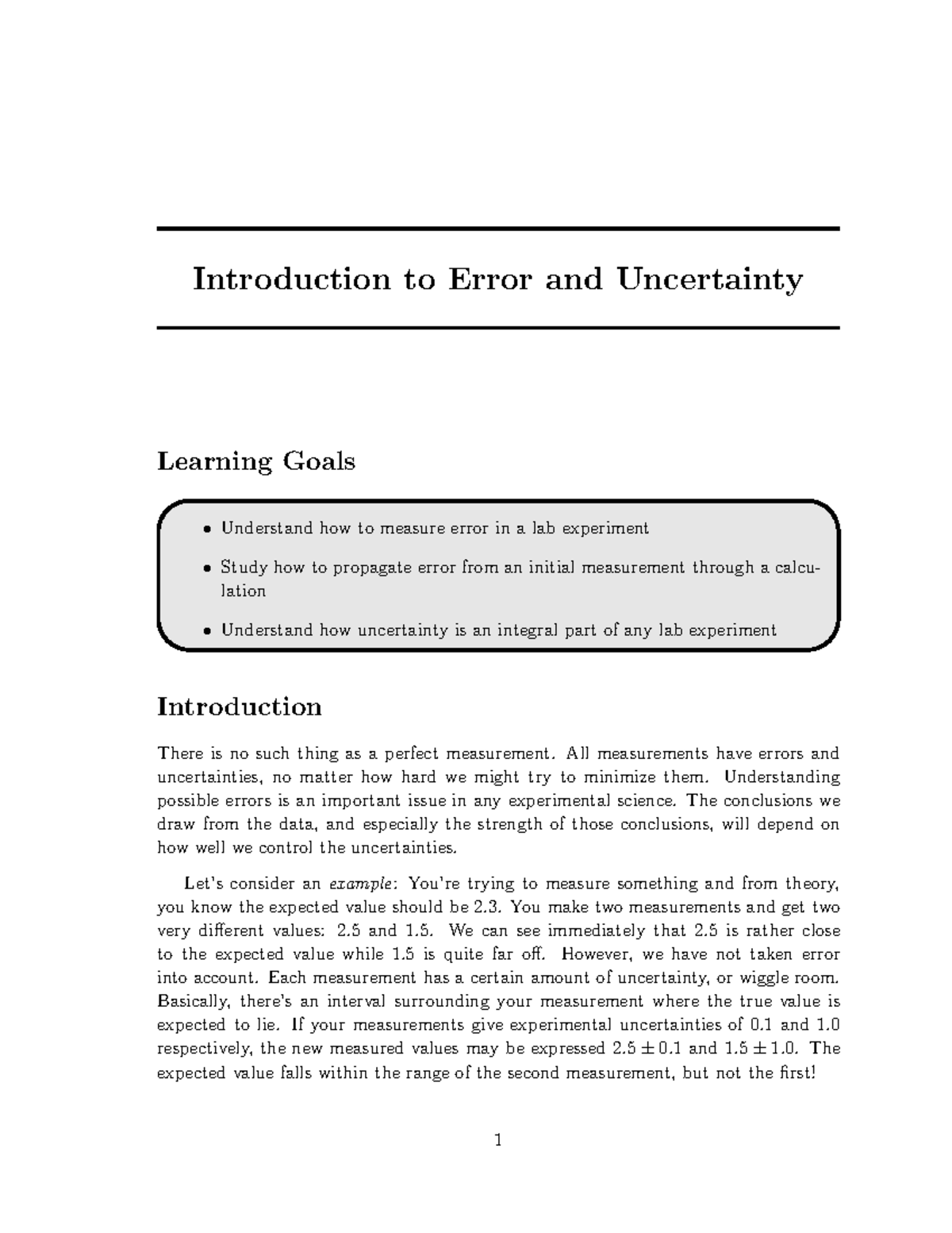 Error and Uncertainty in Lab Experiments: Key Concepts and Techniques ...
