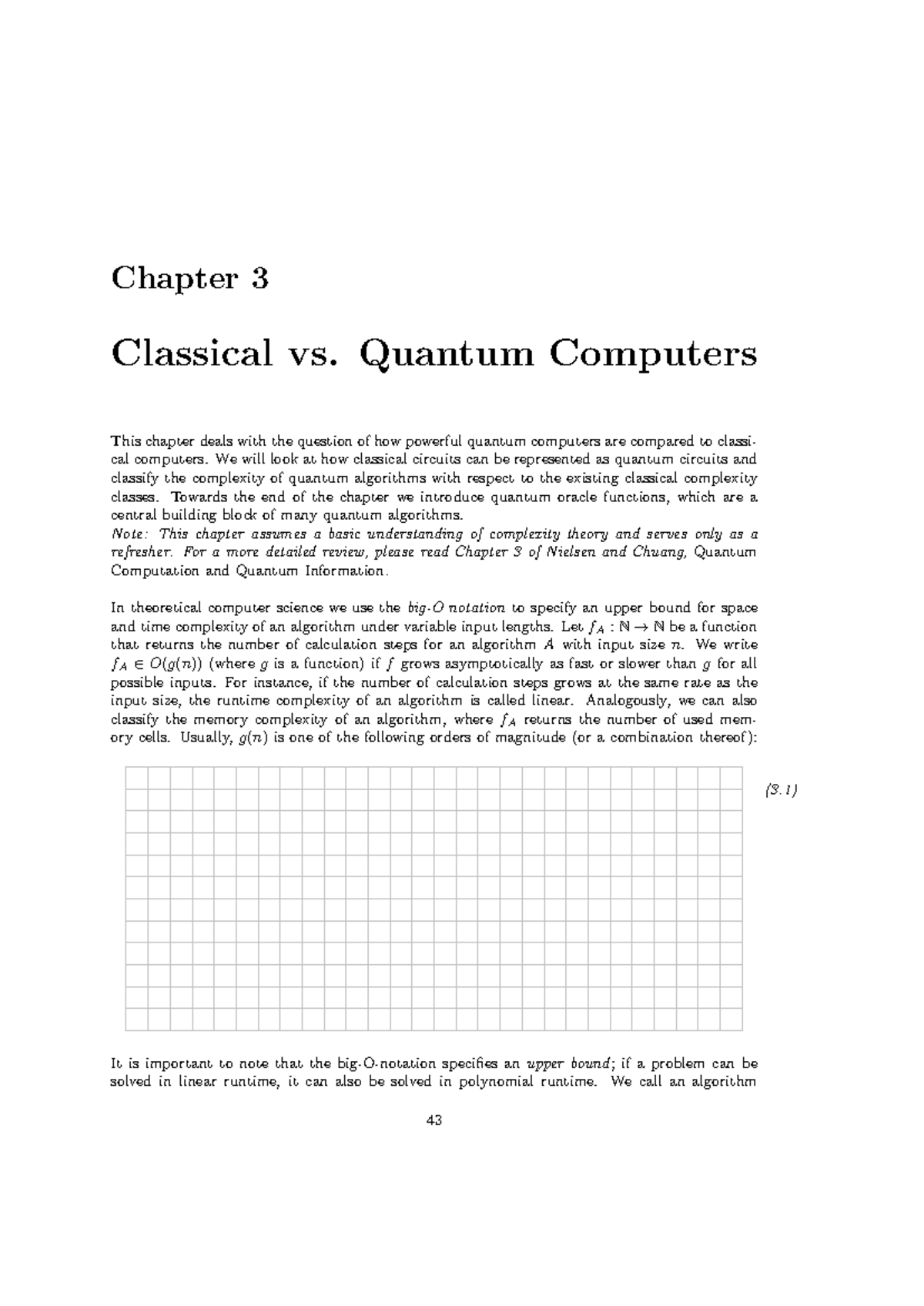 Chapter 3: Classical vs. Quantum Computers - Complexity Analysis and ...