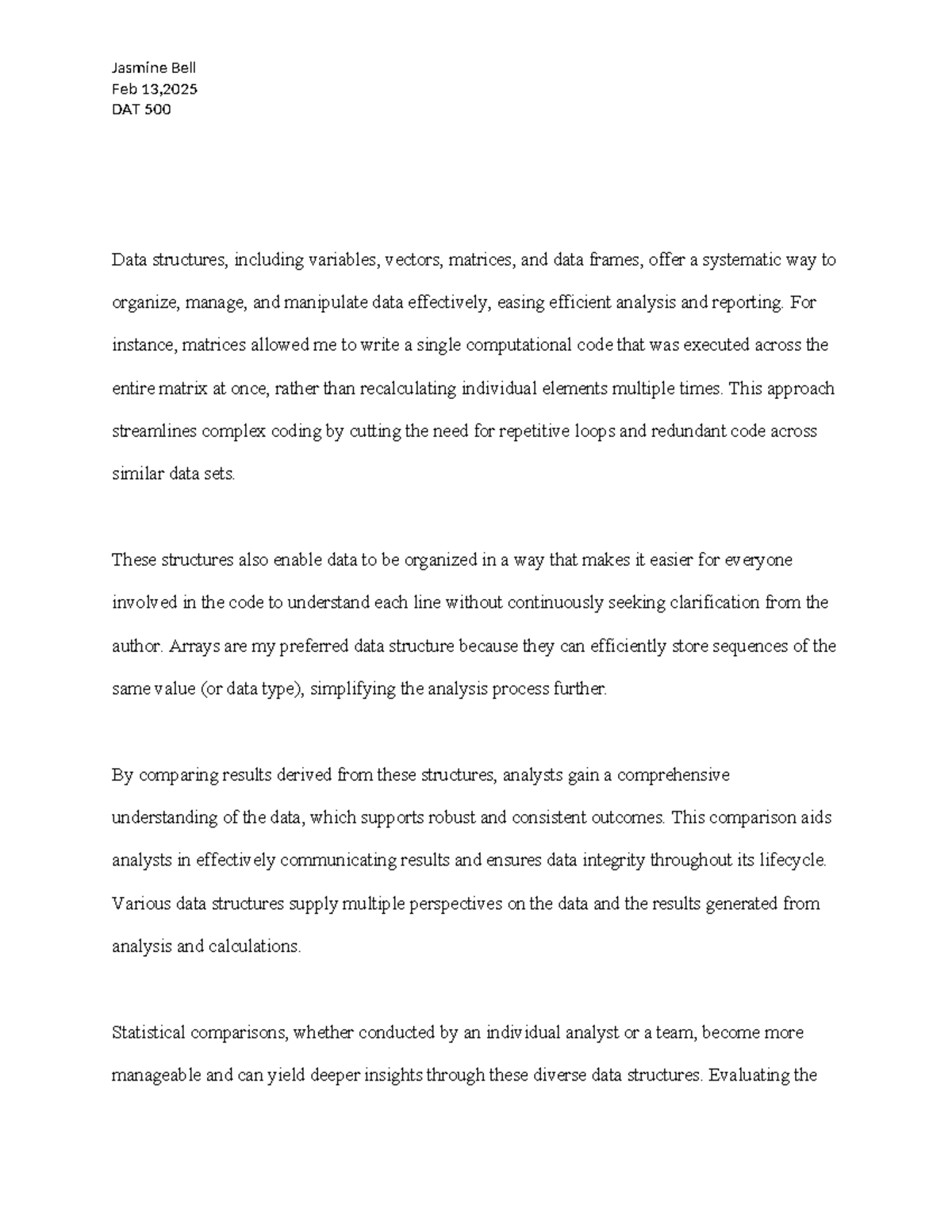 DAT 500 Final Exam Report on Data Structures Analysis - Studocu