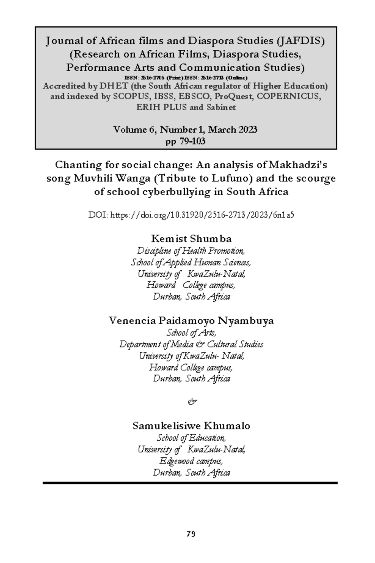 Journal - South African Journal of Education Volume 35 Issue 2 Volume ...