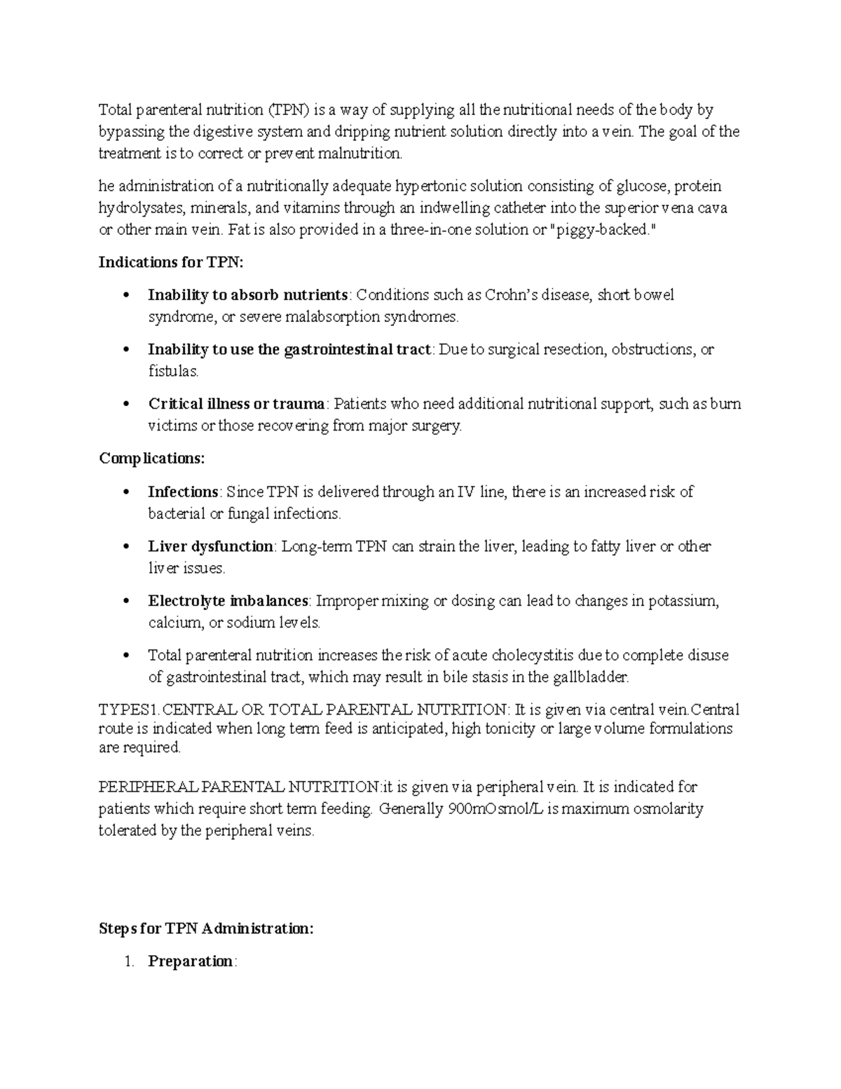 TPN - Total Parenteral Nutrition: Administration, Indications & Care ...