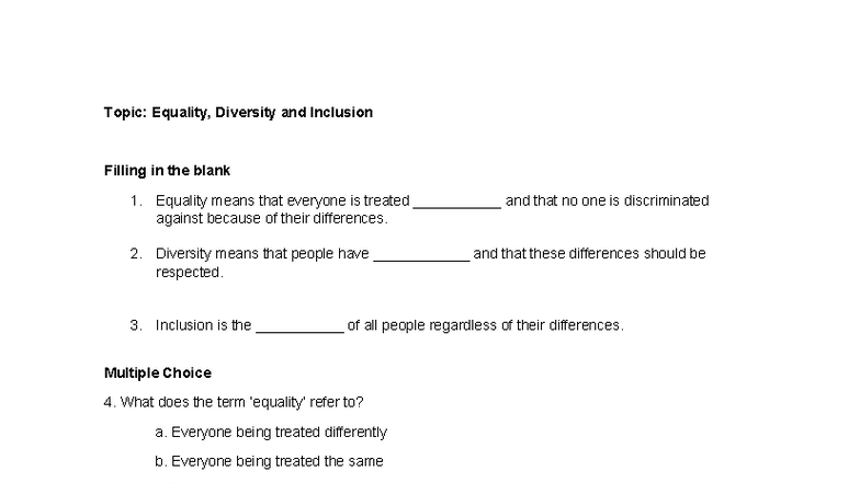 4.5 EDI Worksheet 1 - BTEC Level 3 Business: Equality, Diversity ...