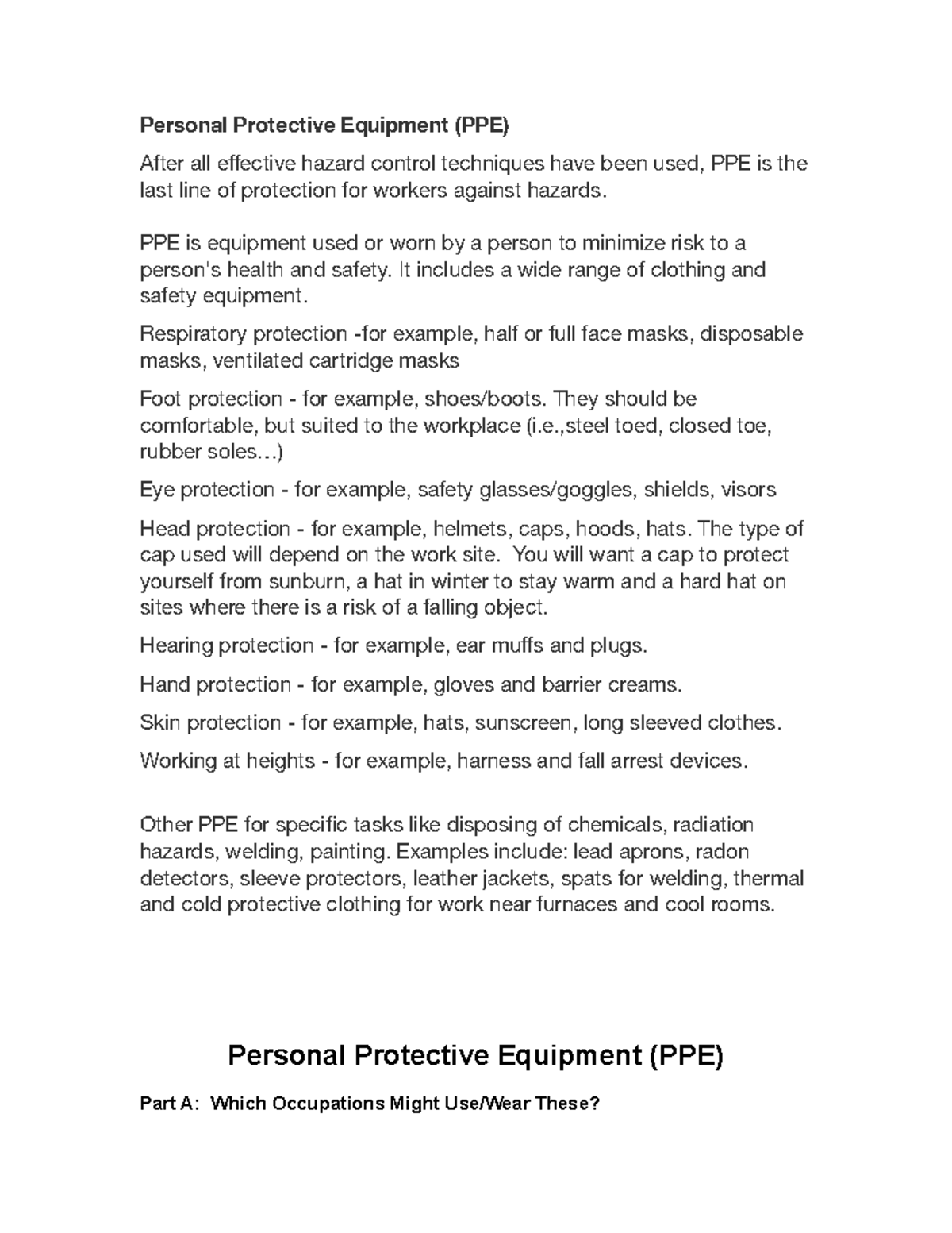 PPE Overview and Applications: A Detailed Guide for Safety - Studocu
