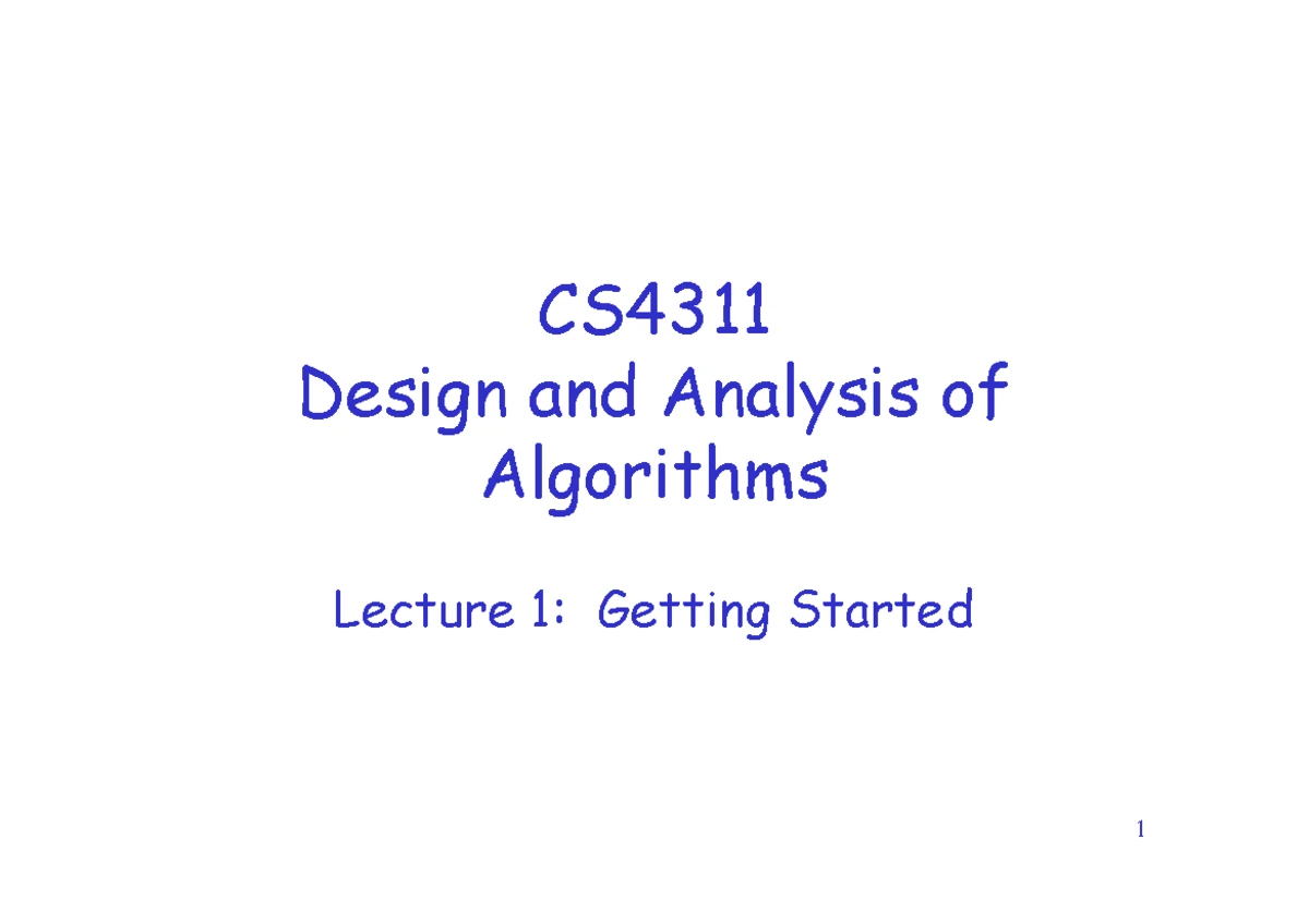 Lecture 6 - CS Design and Analysis of Algorithms Lecture 6: Sorting in ...