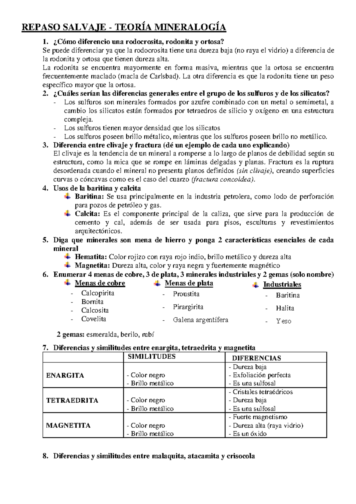 Repaso Salvaje: Teoría Mineralogía 1 - MINE Final Exam Notes - Studocu