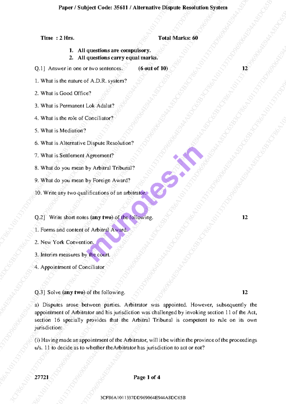 35611 Alternative dispute resolution system question paper 2023 - Studocu