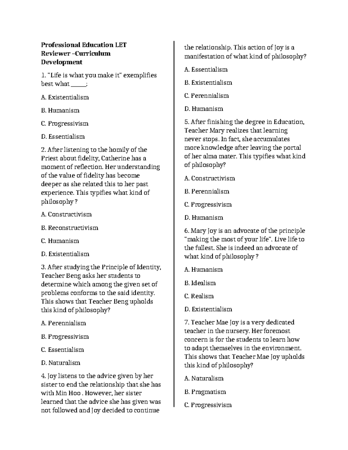 ED 4: Curriculum Development Reviewer for Professional Education - Studocu