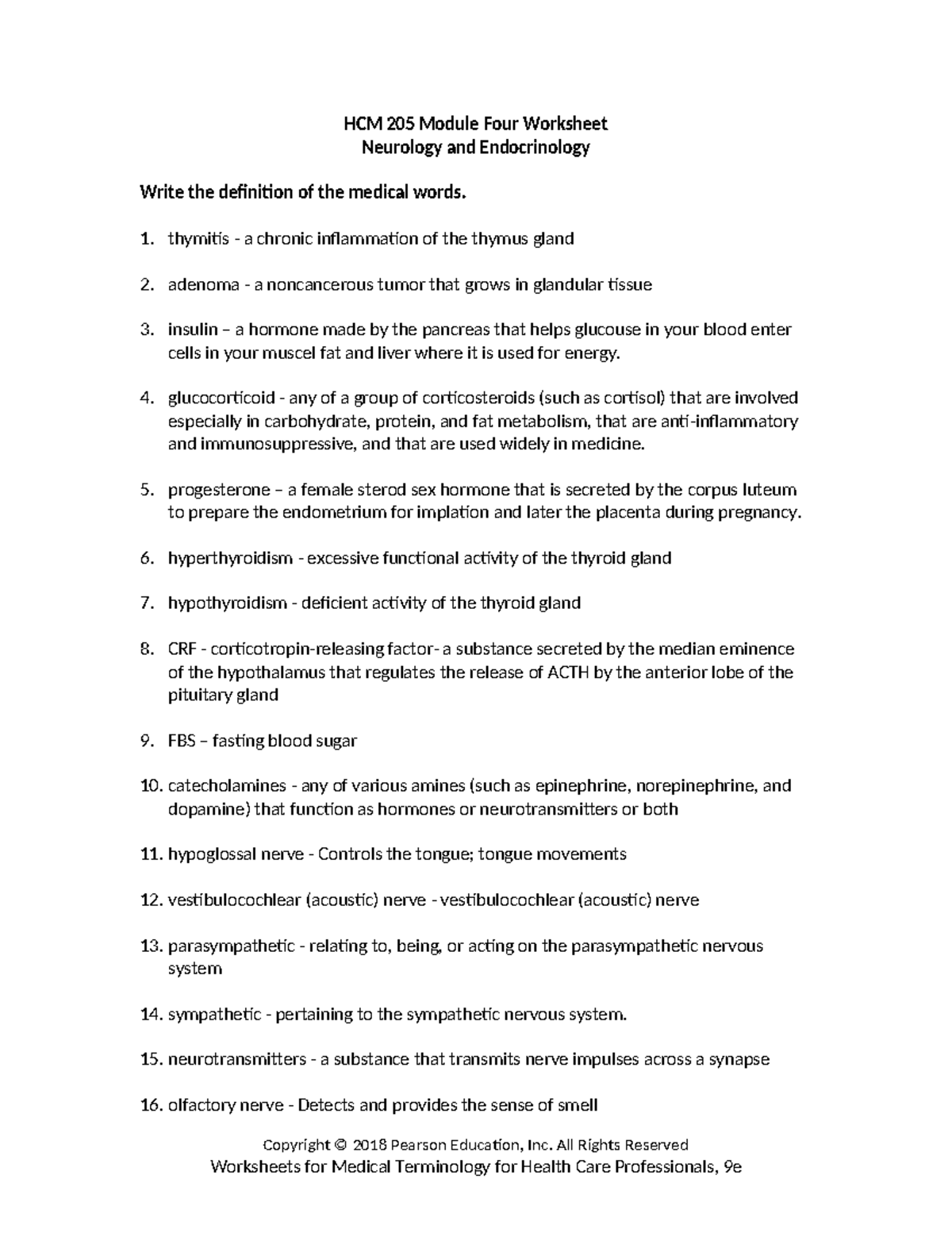 HCM 205 Module Four Worksheet - HCM 205 Module Four Worksheet Neurology ...