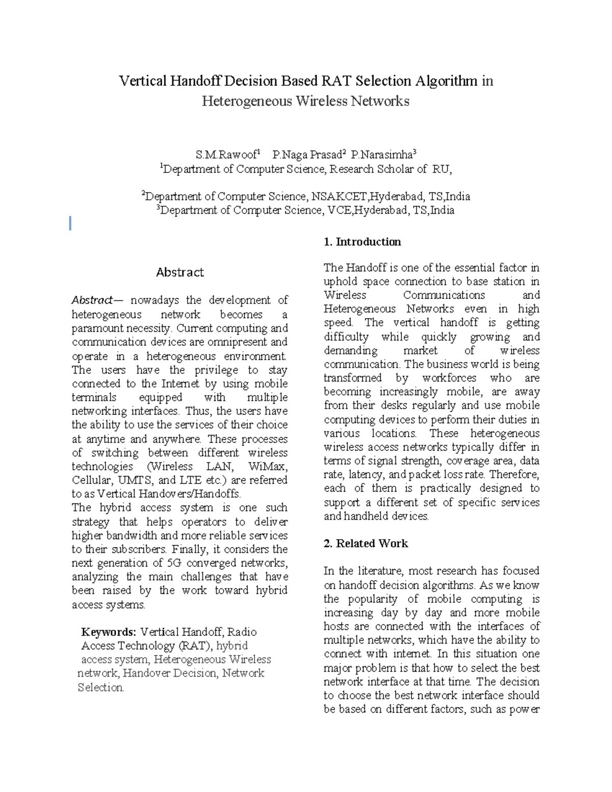 Vertical Handoff Decision Algorithm for RAT Selection in Heterogeneous ...