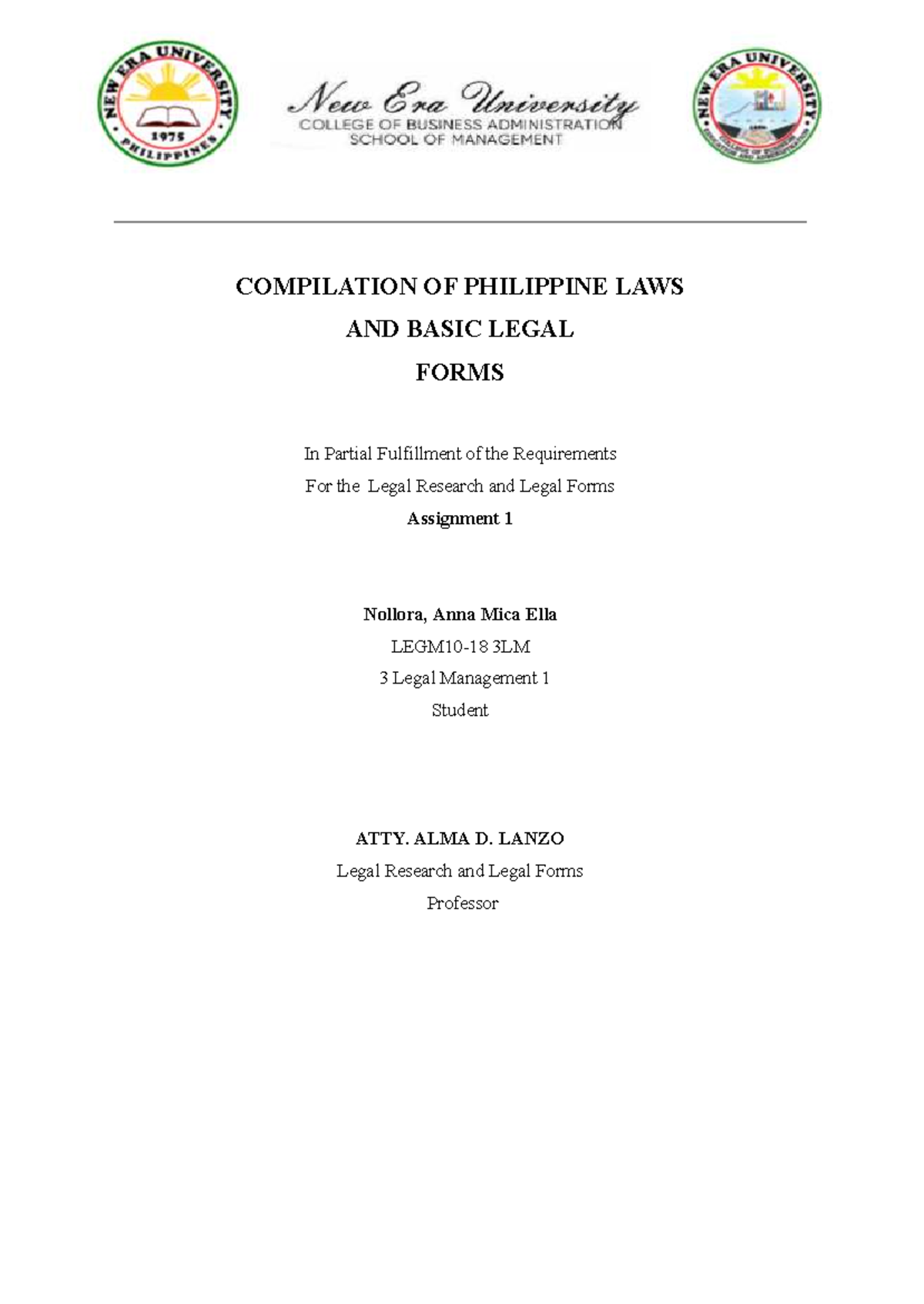 COMPILATION OF PHILIPPINE LAWS & LEGAL FORMS - 3LM 2025 - Studocu