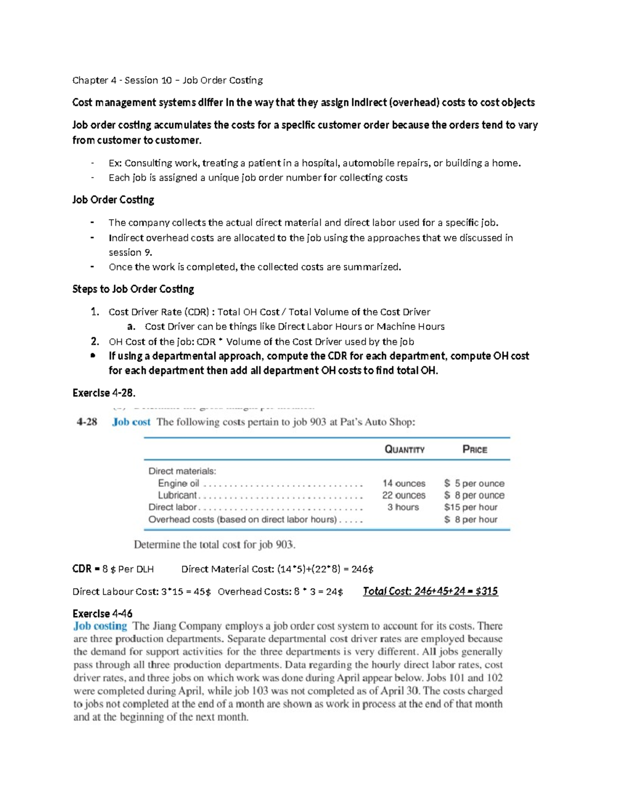BU247 - Job Order Costing - Session 10 - Chapter 4 - Session 10 – Job ...