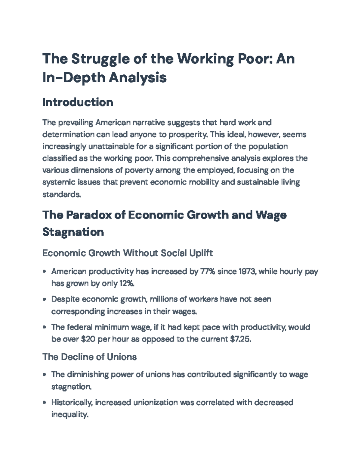 The Struggle of the Working Poor: Systemic Barriers to Economic ...