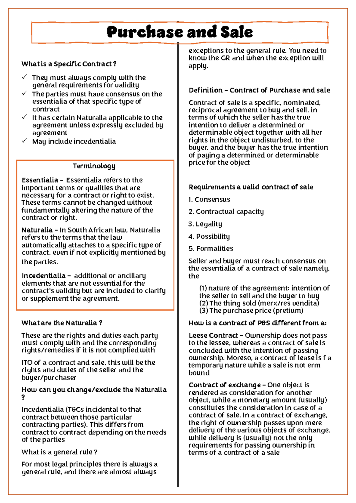 KTH SEM 2 - Purchase and Sale: Understanding Specific Contracts - Studocu