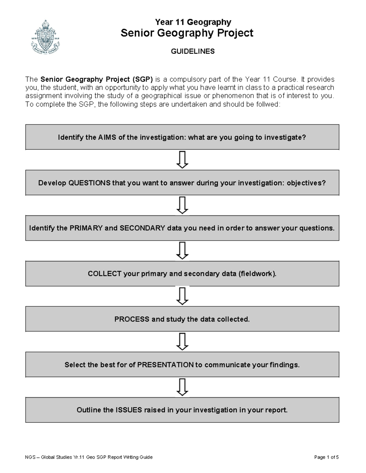 Yr. 11 Geography SGP Report Writing Guidelines and Structure - Studocu