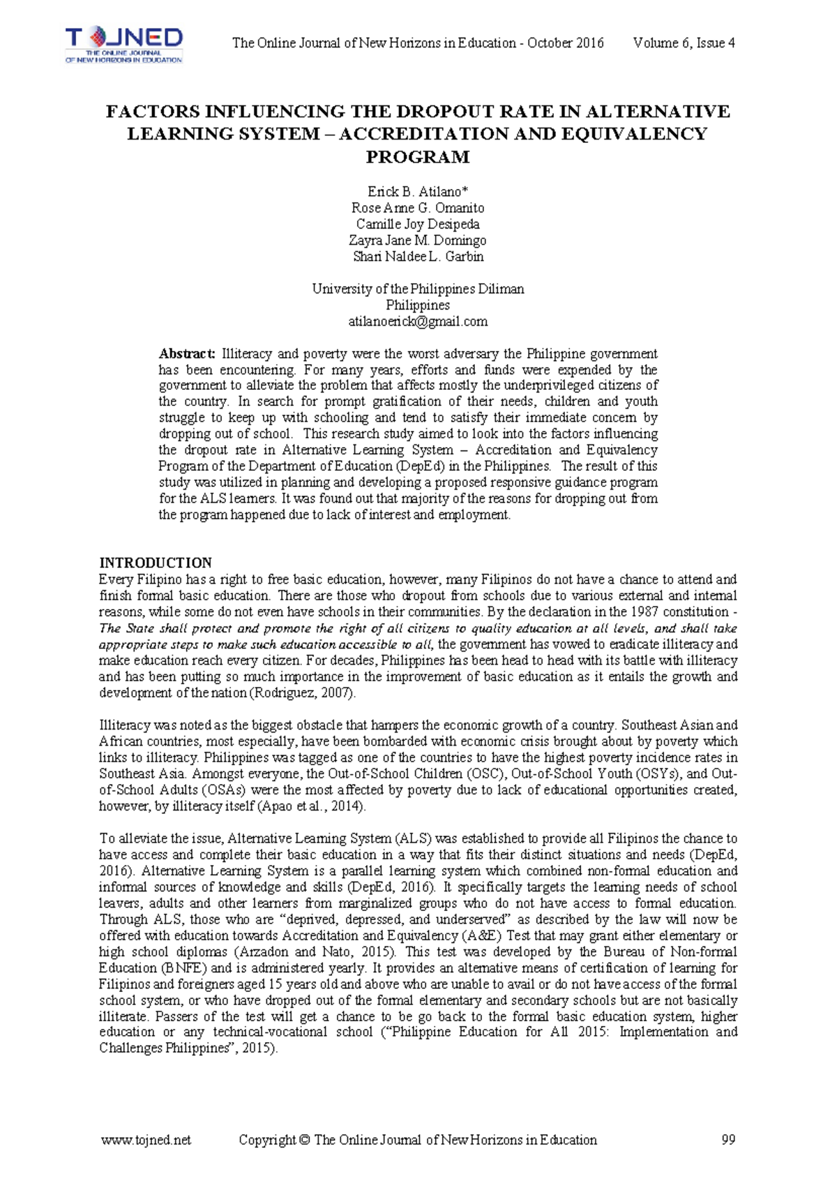 Factors Affecting Dropout Rates in ALS A&E Program: A Study - Studocu