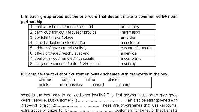 Unit 12 Homework: Customer Service and Loyalty Strategies - Studocu
