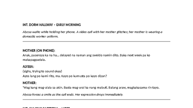 Script for TFN: Alyssa's Journey Through Maslow's Hierarchy - Studocu