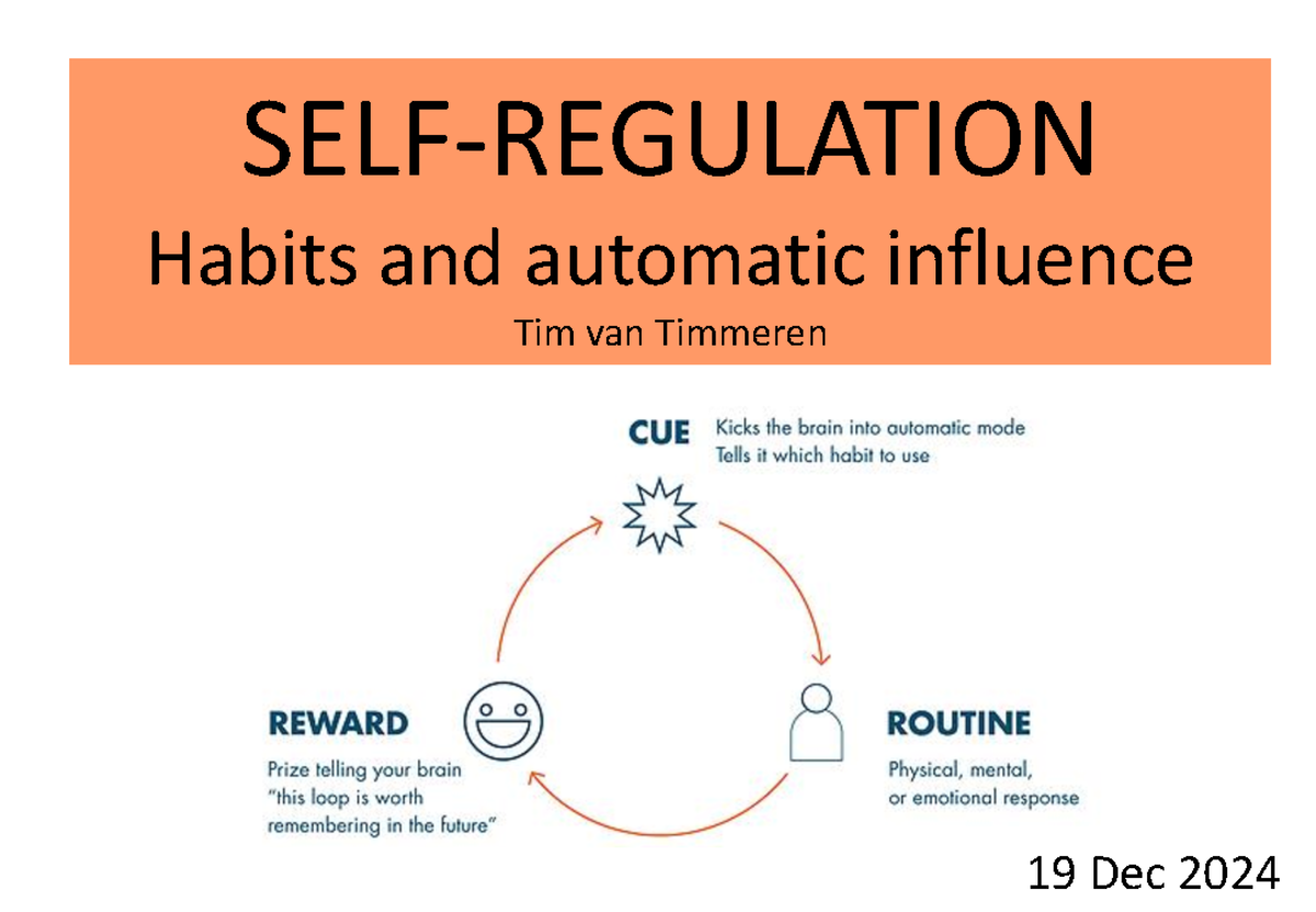 Hc 7 - Lecture Notes on Habits and Behavior Influence - Studeersnel
