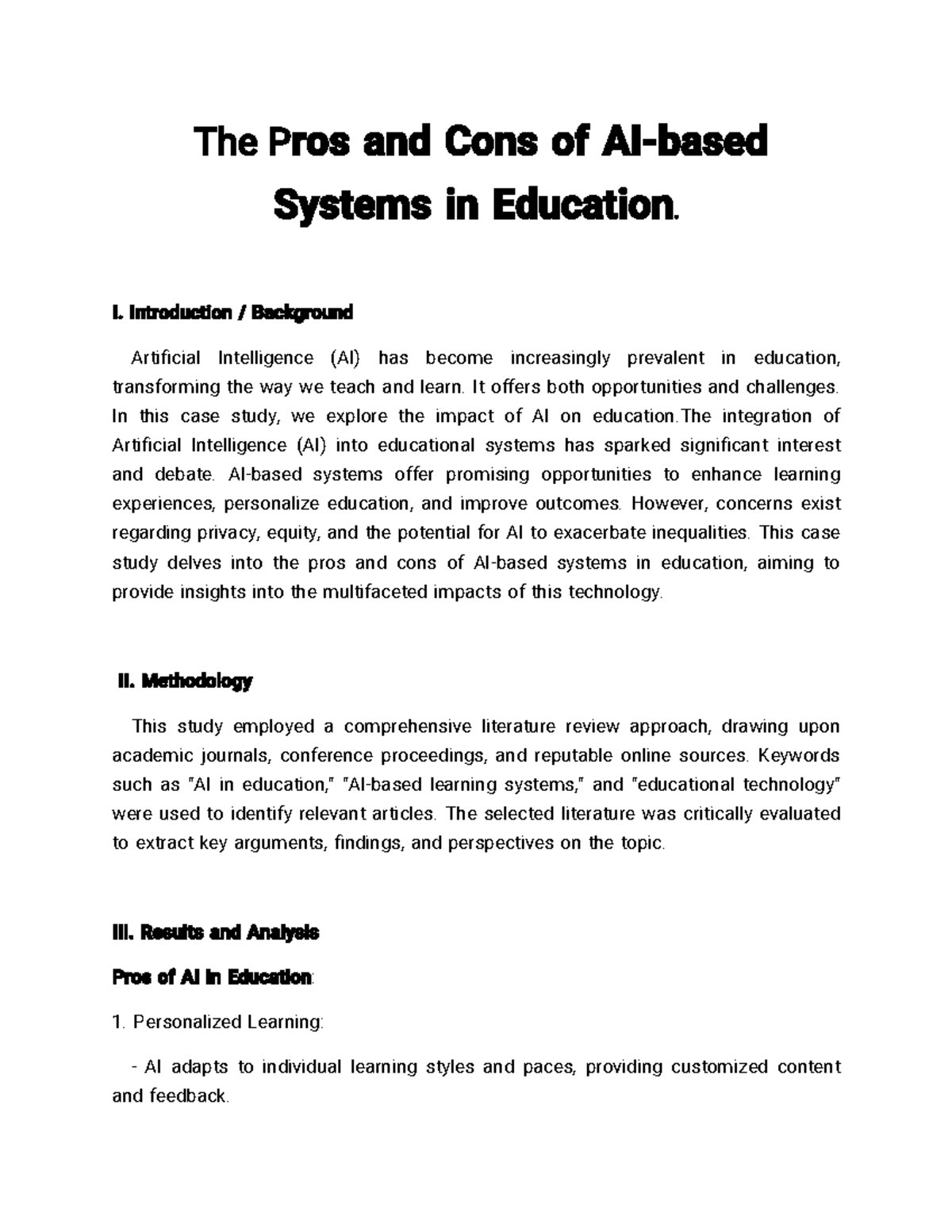 CASE Study 2 - The Impact of AI in Education: Pros and Cons - Studocu