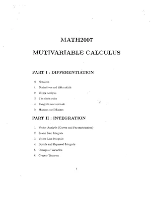 MATH2007 Final Exam Solutions for Multivariable Calculus - Studocu
