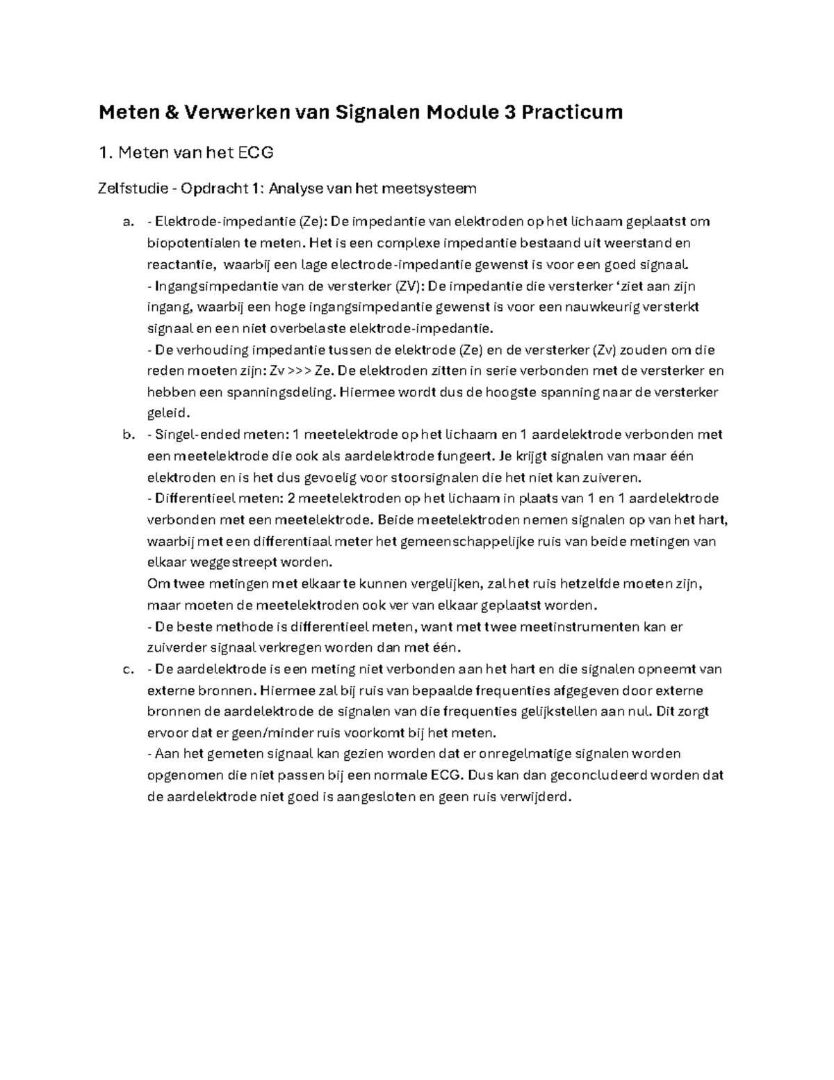 Meten & Verwerken van Signalen M3 Practicum: ECG Analyse en Technieken ...