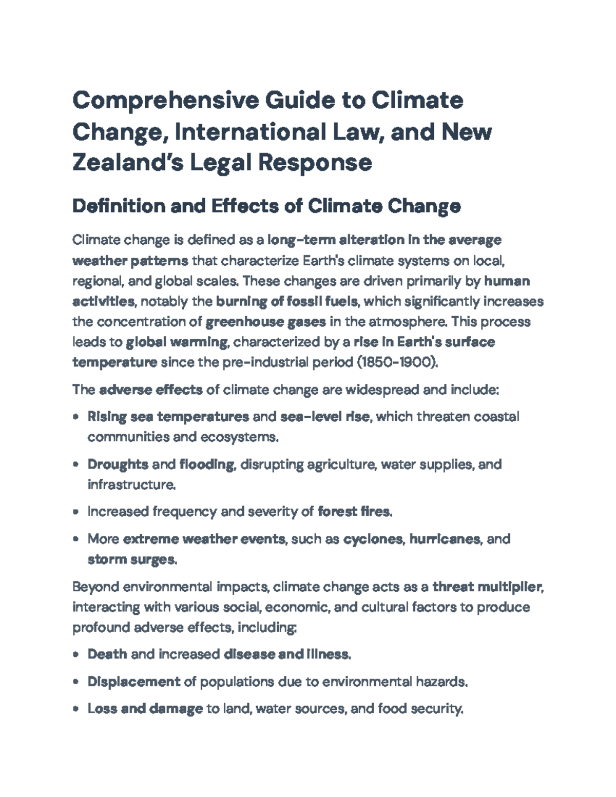 Comprehensive Guide to Climate Change: Intl Law & NZ Legal Responses ...
