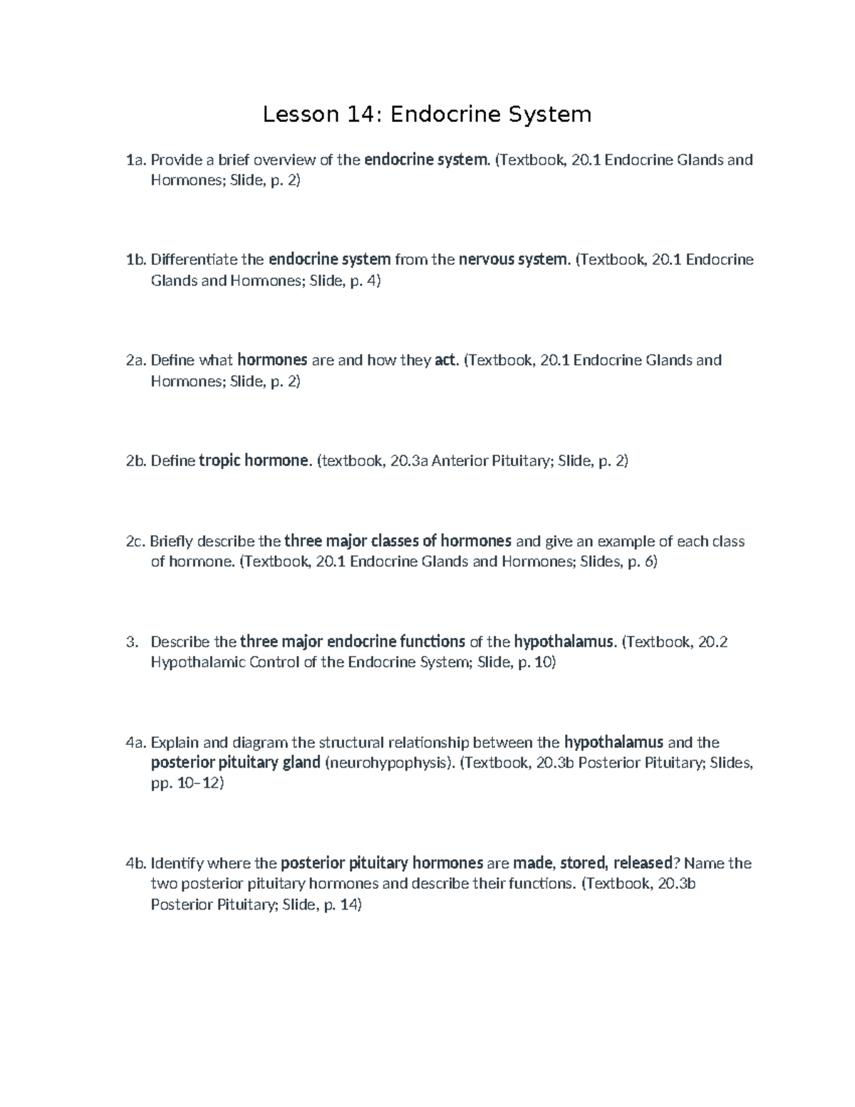 Lesson 14: Overview of Endocrine System & Key Concepts Explained - Studocu