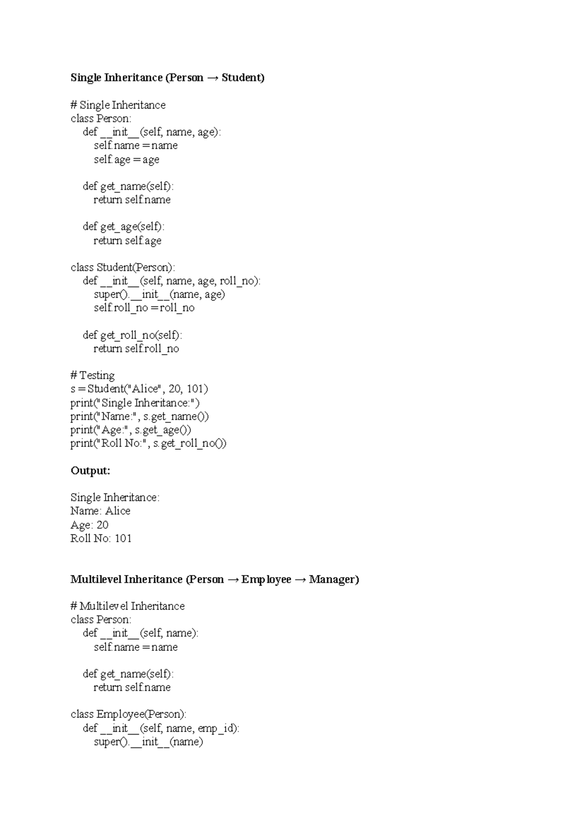 Inheritance Program Notes (CS101) - Studocu