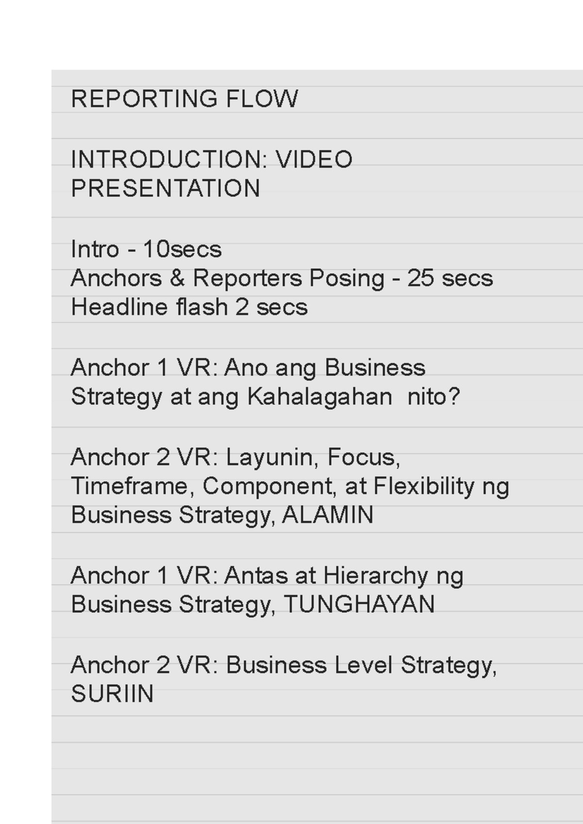 FLOW - ..... - REPORTING FLOW INTRODUCTION: VIDEO PRESENTATION Intro ...