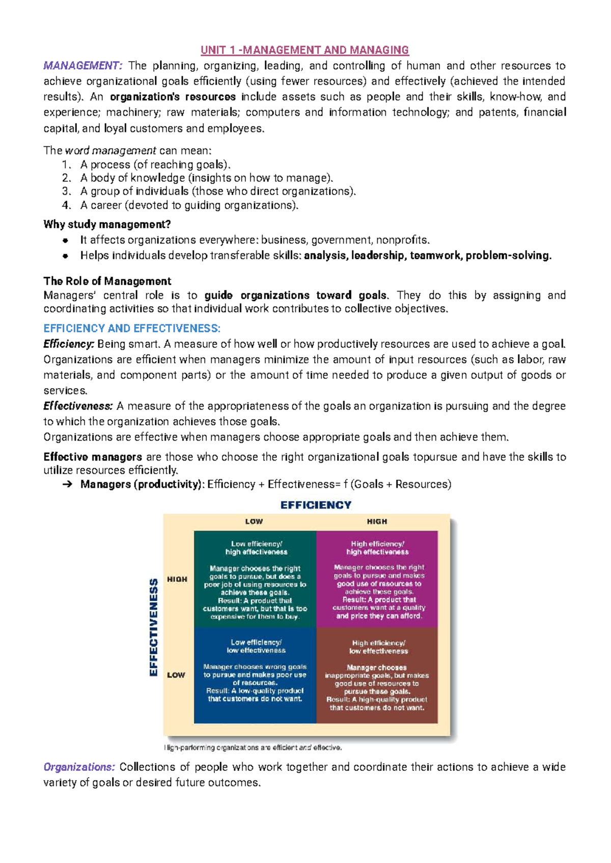 Management II: Understanding Planning, Organizing, and Leadership - Studocu