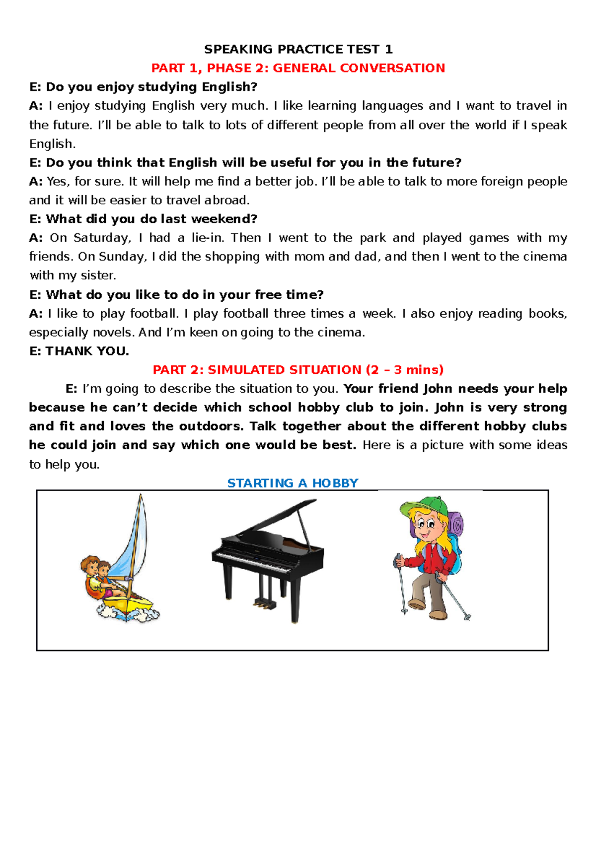 Pet Speaking B1: Practice Tests \u0026 Sample Conversations for 2020 - Studocu, image size:1200x1698