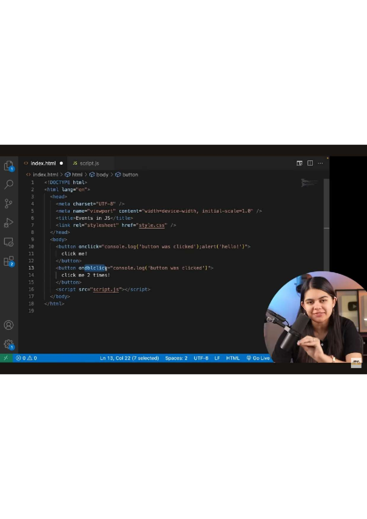 Js4 - ecdddddddddddd - index JS script index html body button 1 2 3 4 5 ...