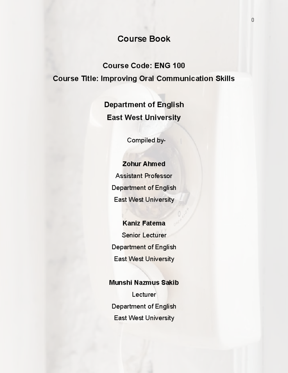Course Book ENG 100: Improving Oral Communication Skills - Studocu