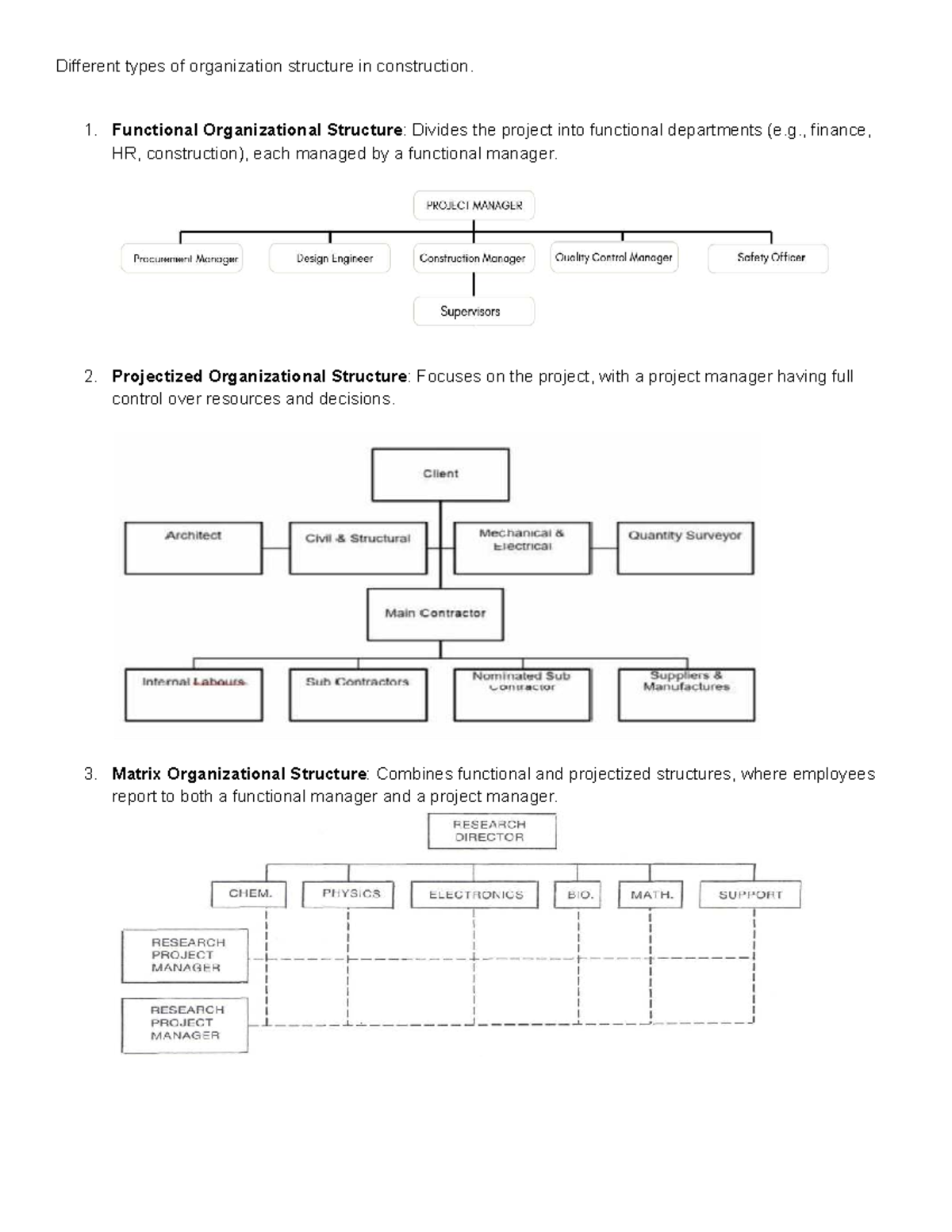 Cmpm - Assignment on Organizational Structures in Construction - Studocu